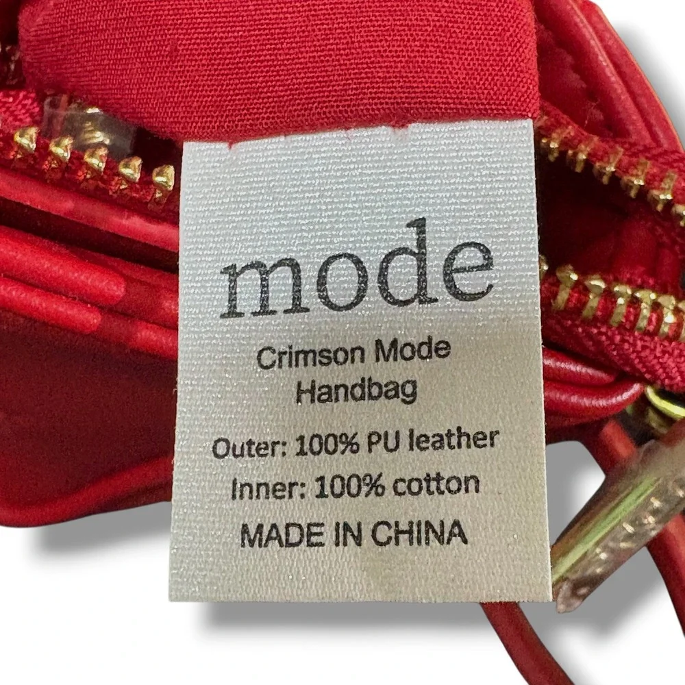 Mode Los Angeles Red Quilted Faux Leather Crossbody Bag Gold Hardware